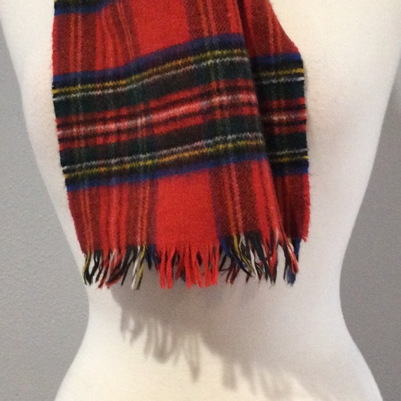 Burberrys of London Plaid Cashmere Wool Fringe Scarf Vintage - Picture 4 of 11
